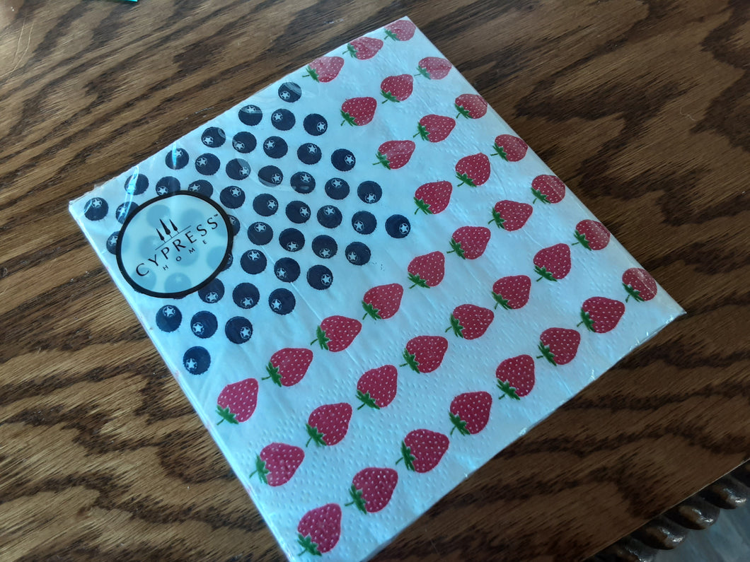 Red, White & Berries Beverage Napkin